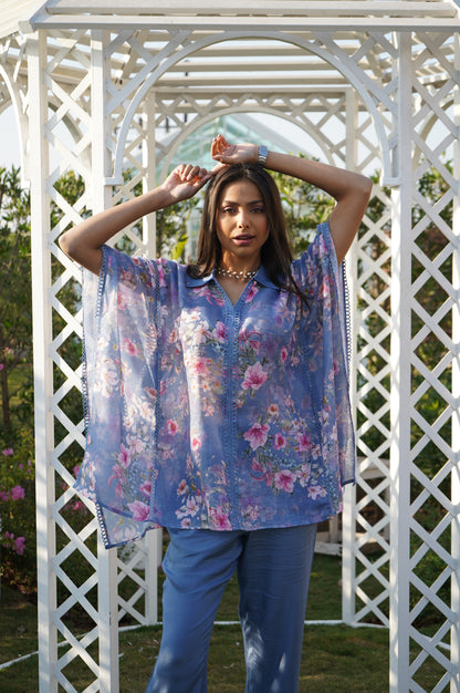 Dahlia Kaftan Top - Blue