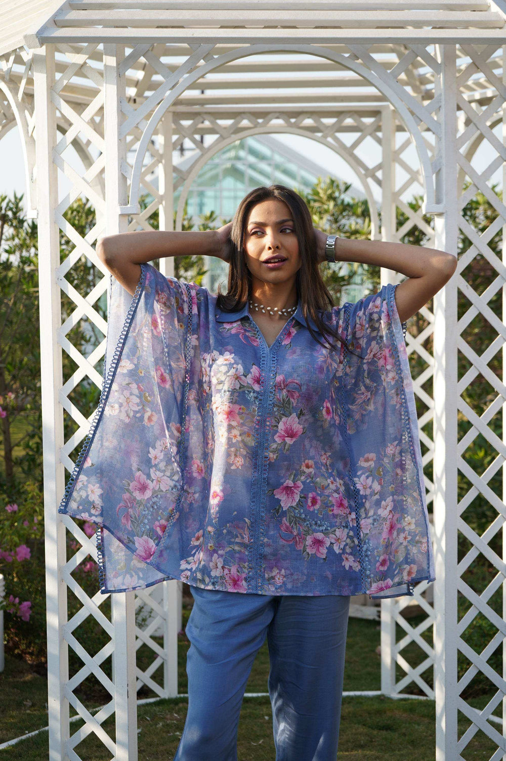 Dahlia Kaftan Top - Blue - Monk & Mei