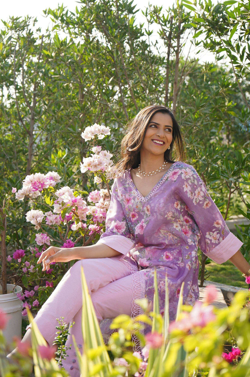 Daphne Kaftan Top - Lilac - Monk & Mei
