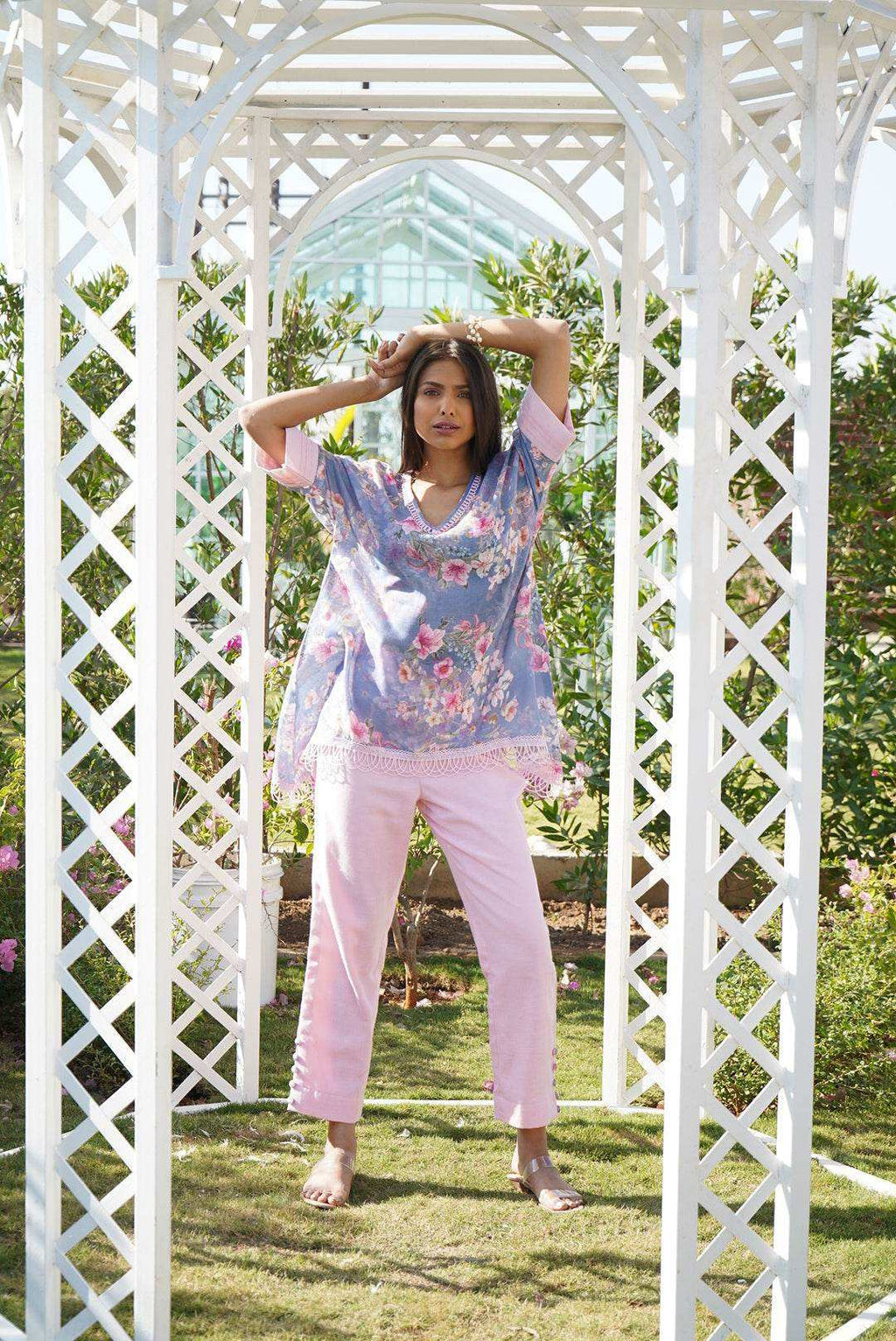 Daphne Kaftan Top - Blue - Monk & Mei