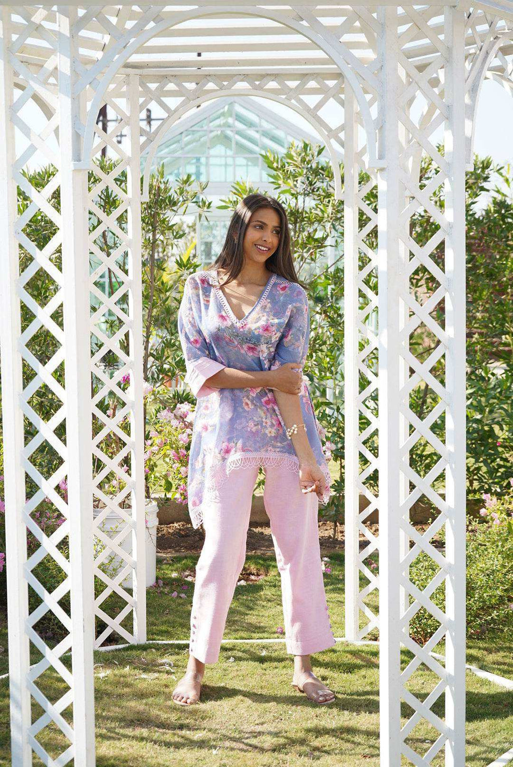 Daphne Kaftan Top - Blue - Monk & Mei