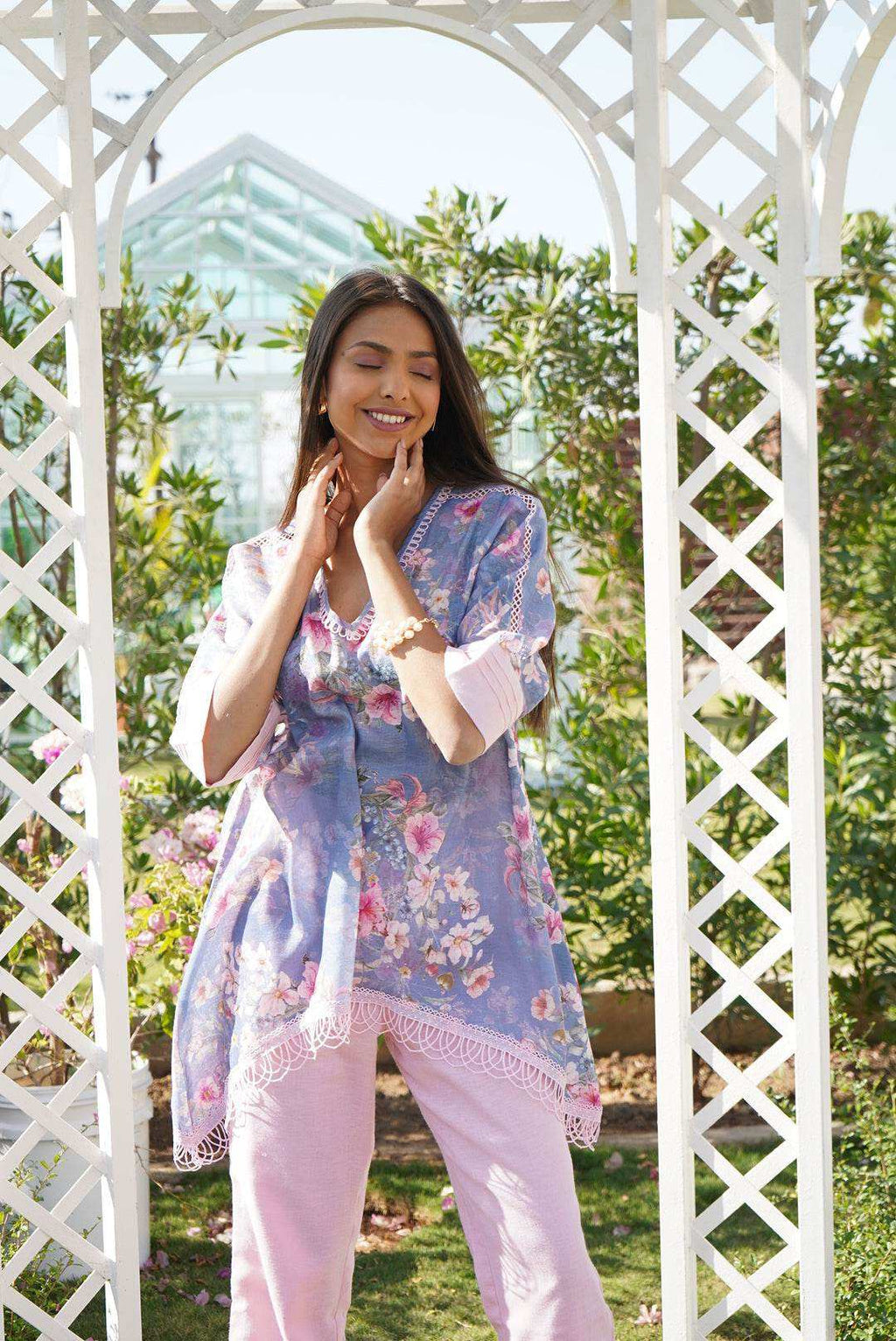 Daphne Kaftan Top - Blue - Monk & Mei