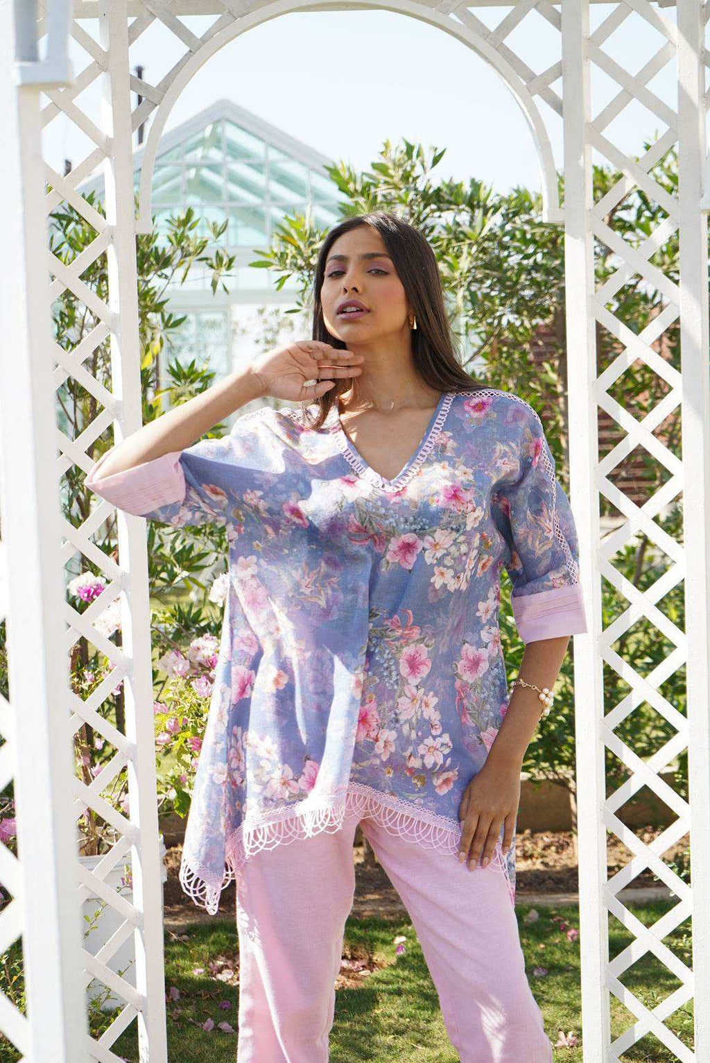 Daphne Kaftan Top - Blue - Monk & Mei