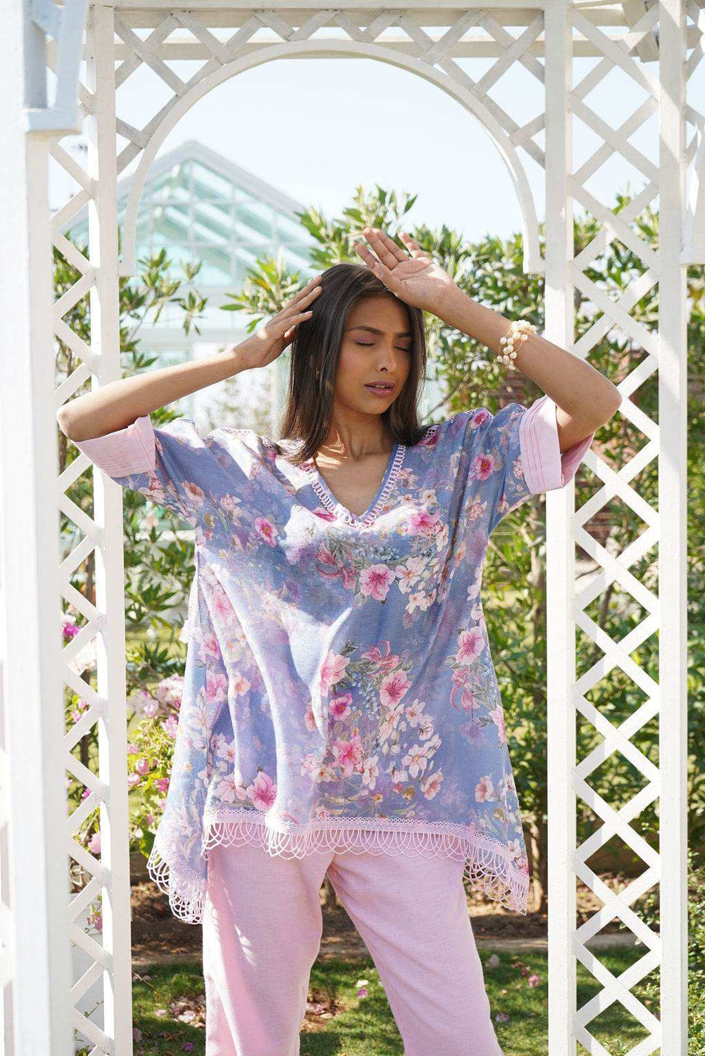 Daphne Kaftan Top - Blue - Monk & Mei