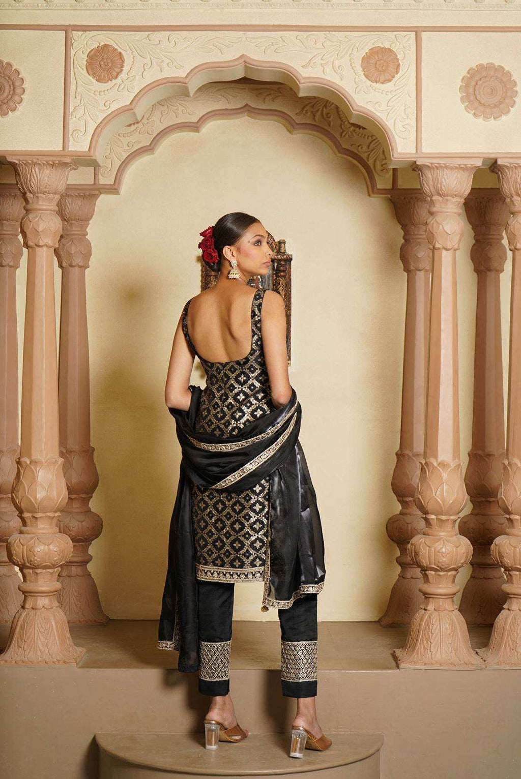 Sara Brocade Kurta, Sharara & Dupatta - Monk & Mei