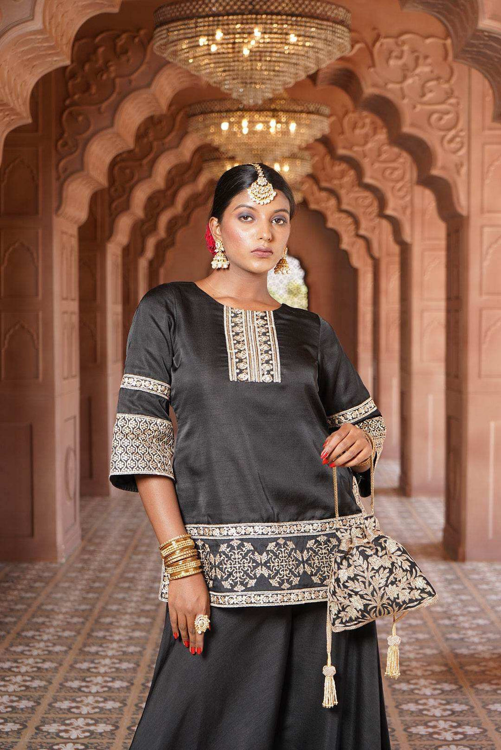 Dua Lahori Kurta with Silk sharara & Dupatta - Monk & Mei