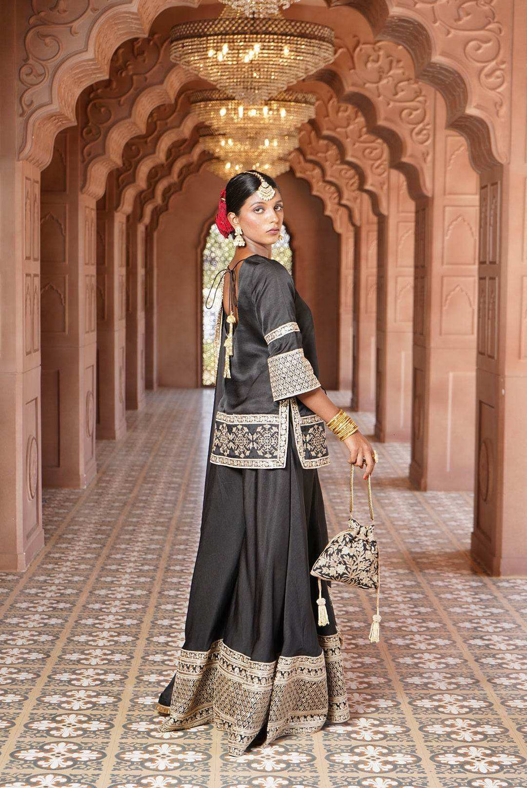 Dua Lahori Kurta with Silk sharara & Dupatta - Monk & Mei