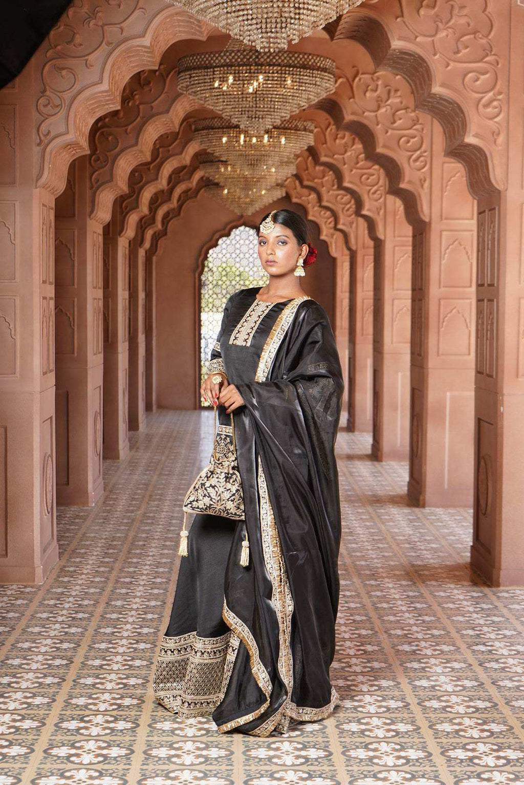 Dua Lahori Kurta with Silk sharara & Dupatta - Monk & Mei