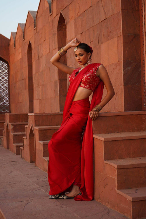 Ruhee Pre Draped Saree set - Monk & Mei