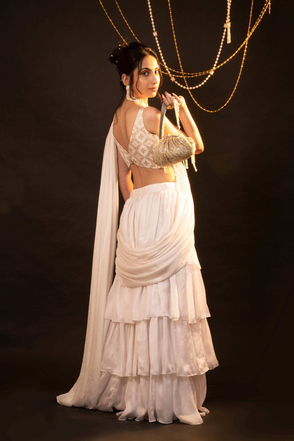 Mira Ruffle Saree Set - Monk & Mei