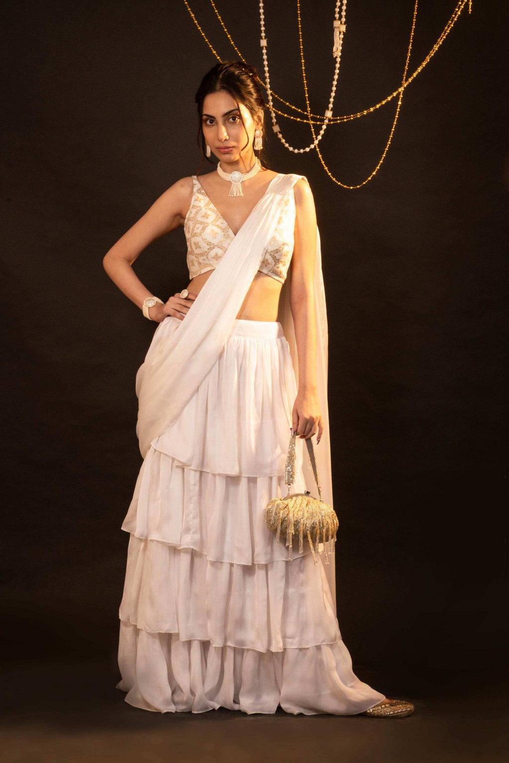 Mira Ruffle Saree Set - Monk & Mei