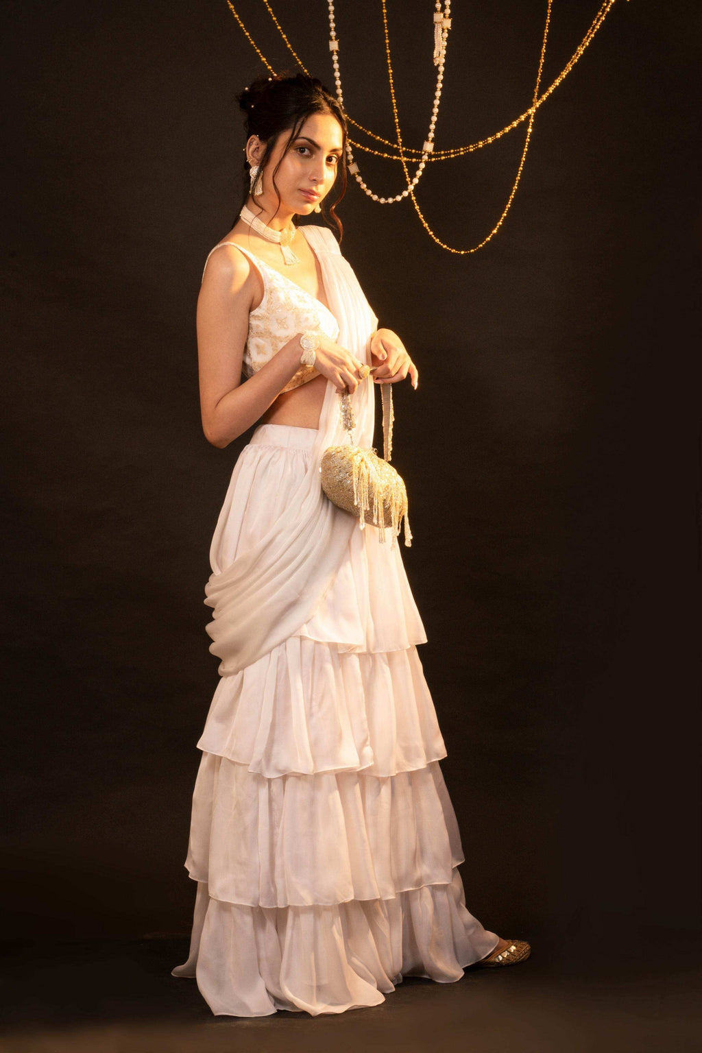 Mira Ruffle Saree Set - Monk & Mei