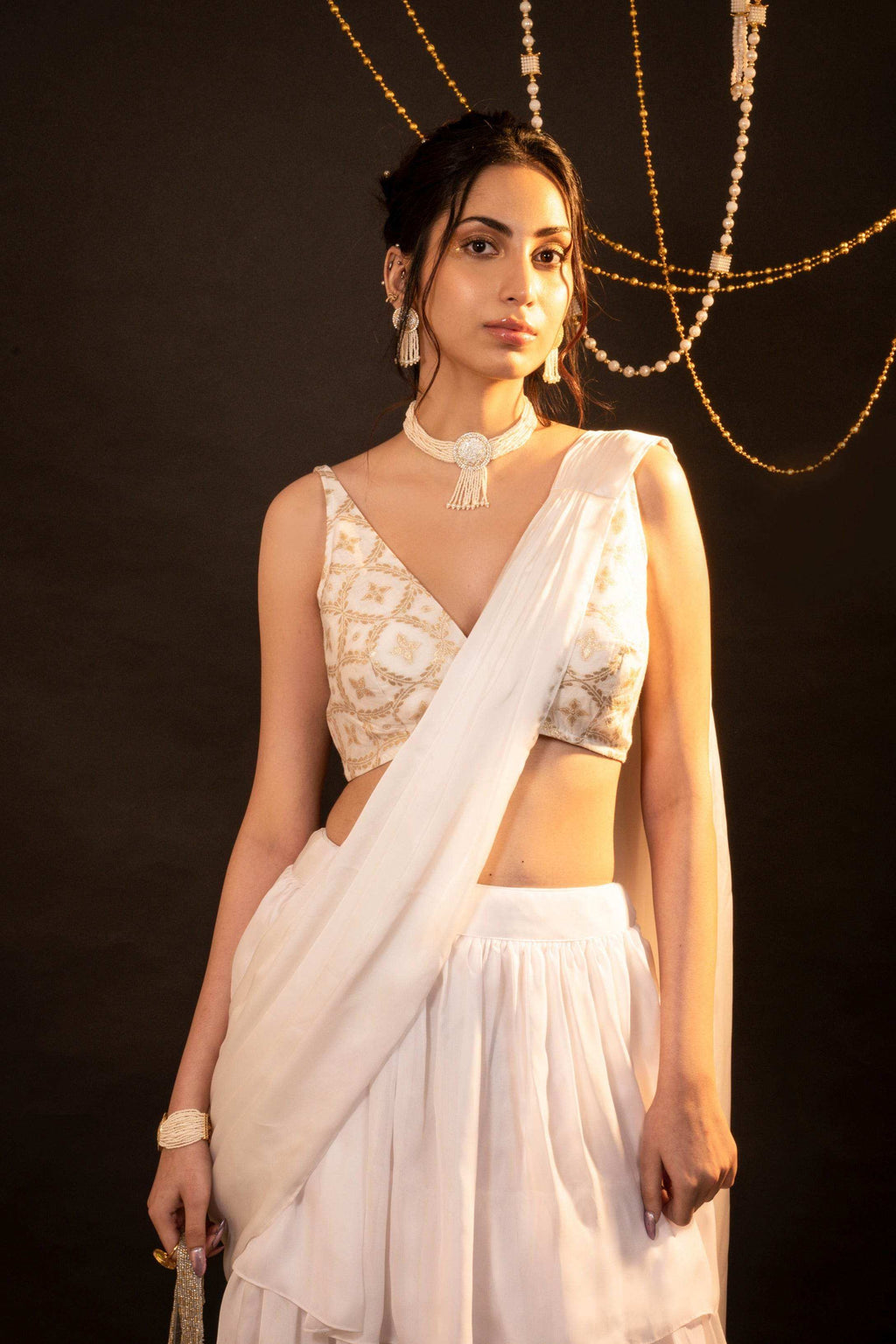 Mira Ruffle Saree Set - Monk & Mei