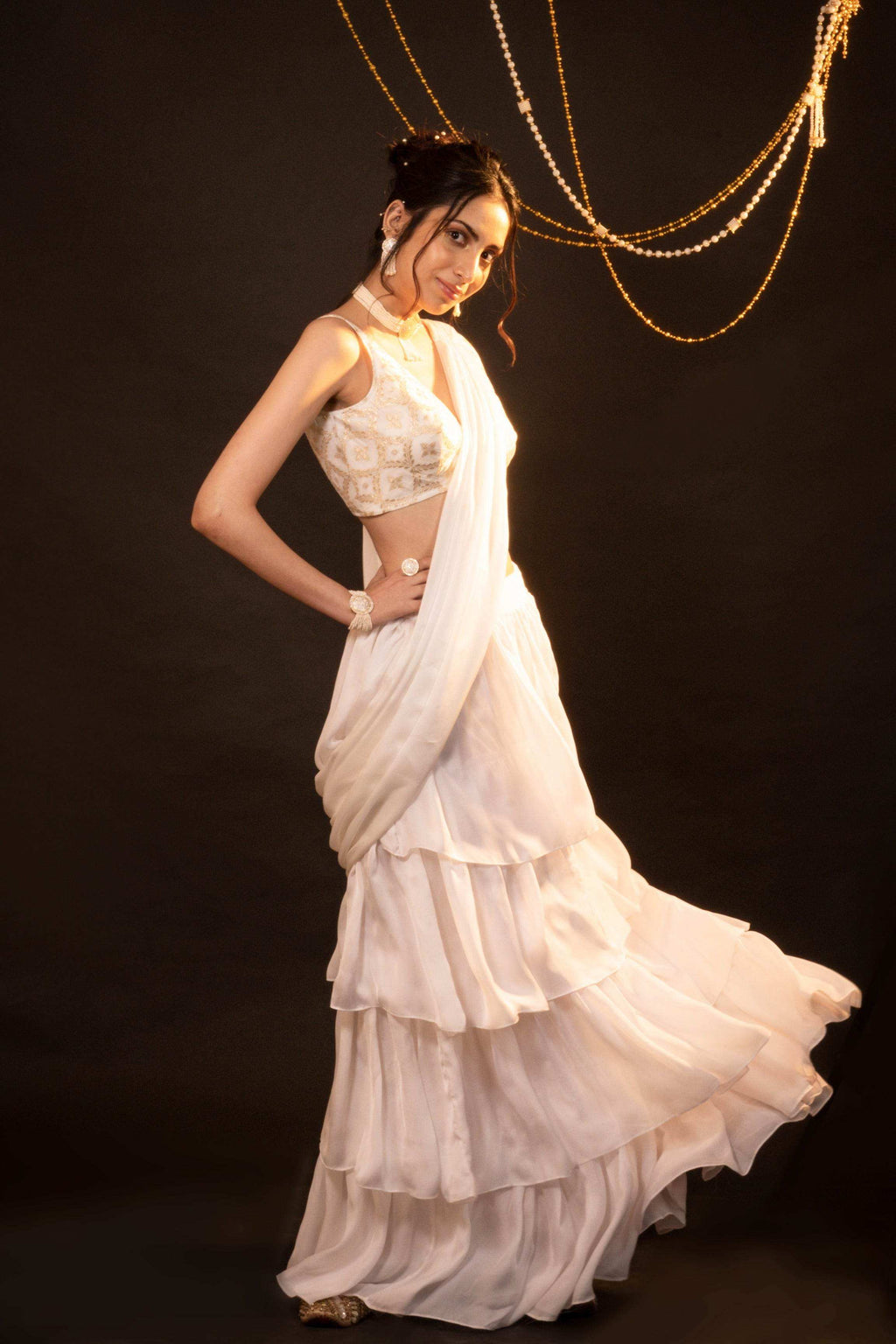 Mira Ruffle Saree Set - Monk & Mei