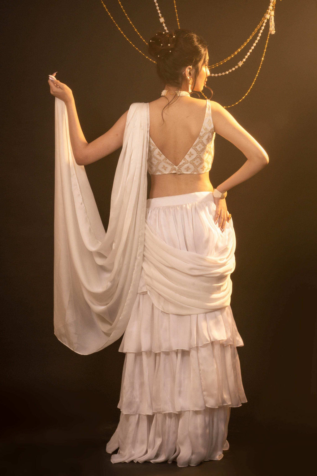 Mira Ruffle Saree Set - Monk & Mei