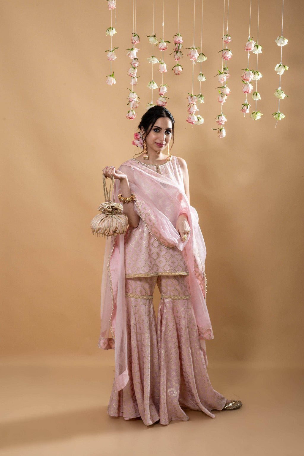 Vani - Kurta, Sharara & Dupatta Powder Pink - Monk & Mei