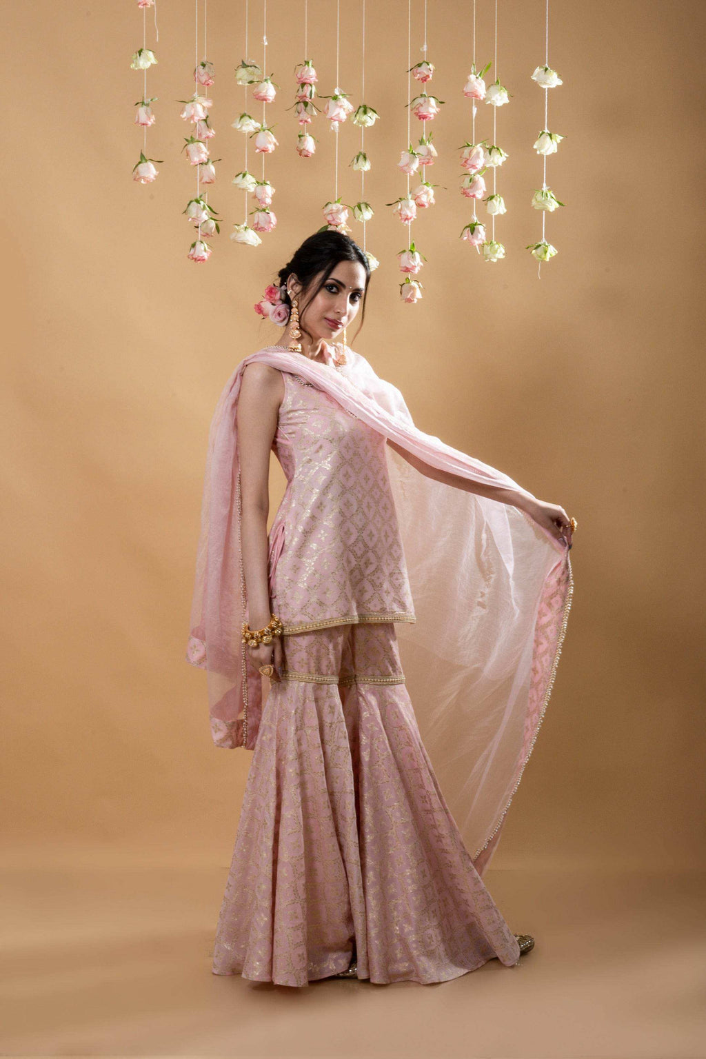 Vani - Kurta, Sharara & Dupatta Powder Pink - Monk & Mei