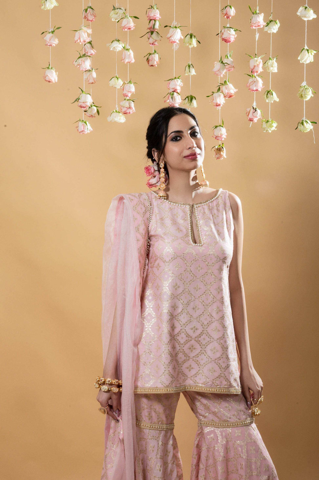 Vani - Kurta, Sharara & Dupatta Powder Pink - Monk & Mei