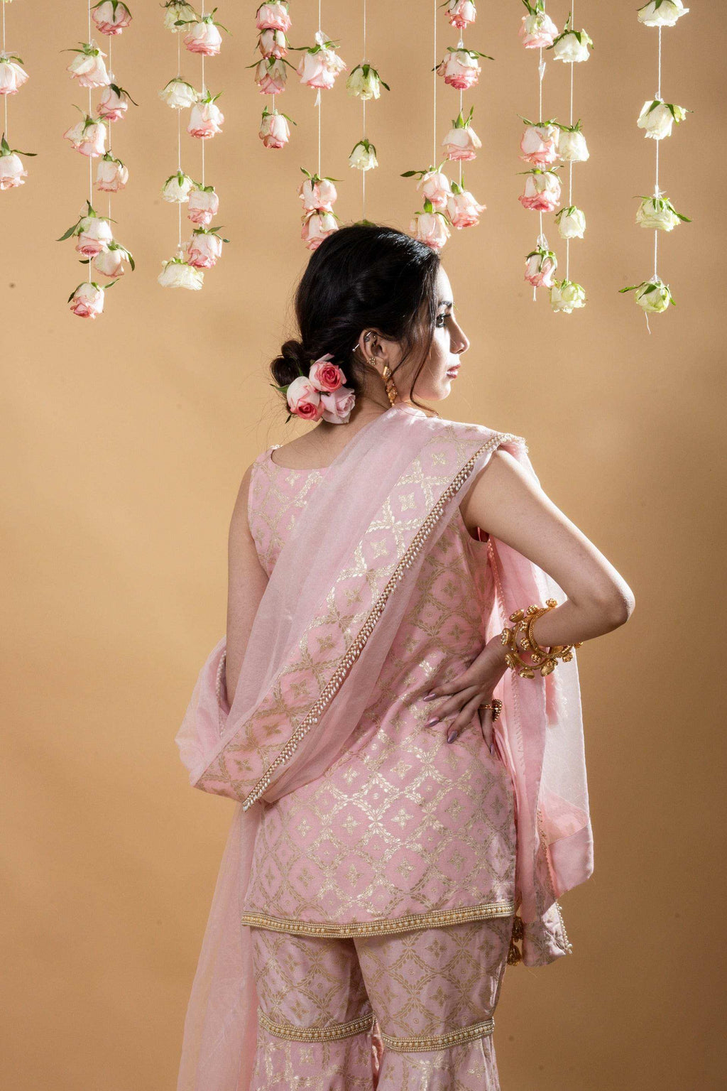 Vani - Kurta, Sharara & Dupatta Powder Pink - Monk & Mei
