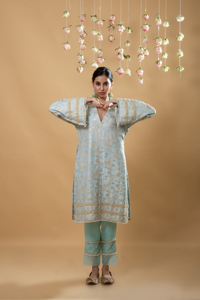 Meena Pakistani Kurta Set - Powder Blue