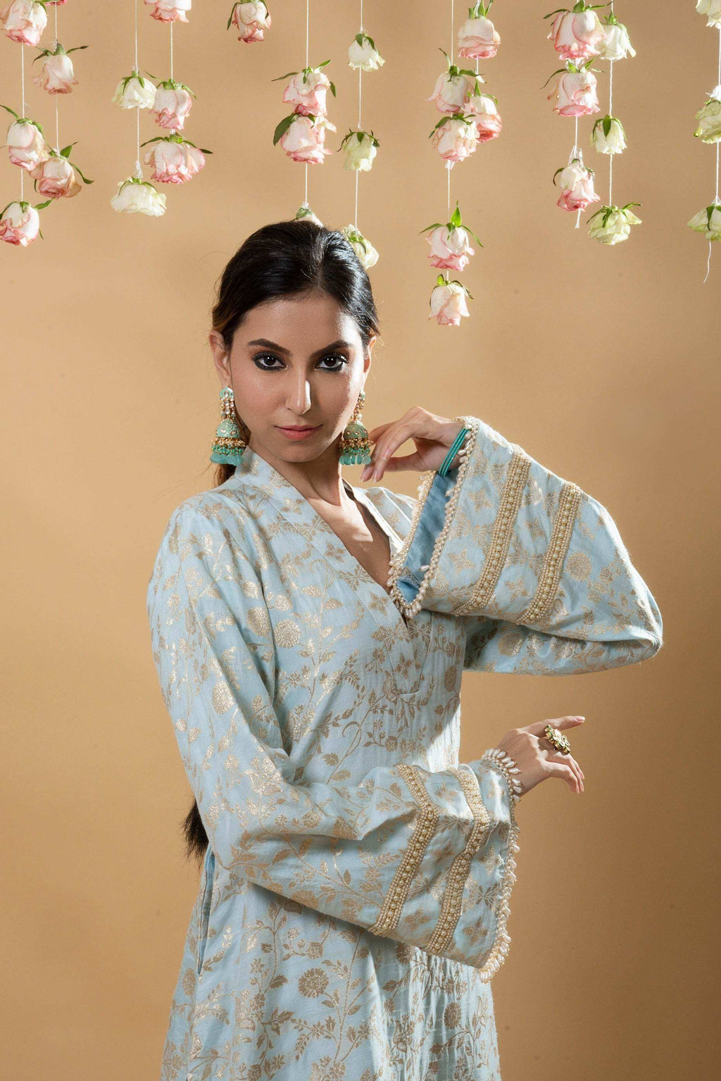 Meena Pakistani Kurta Set - Powder Blue - Monk & Mei