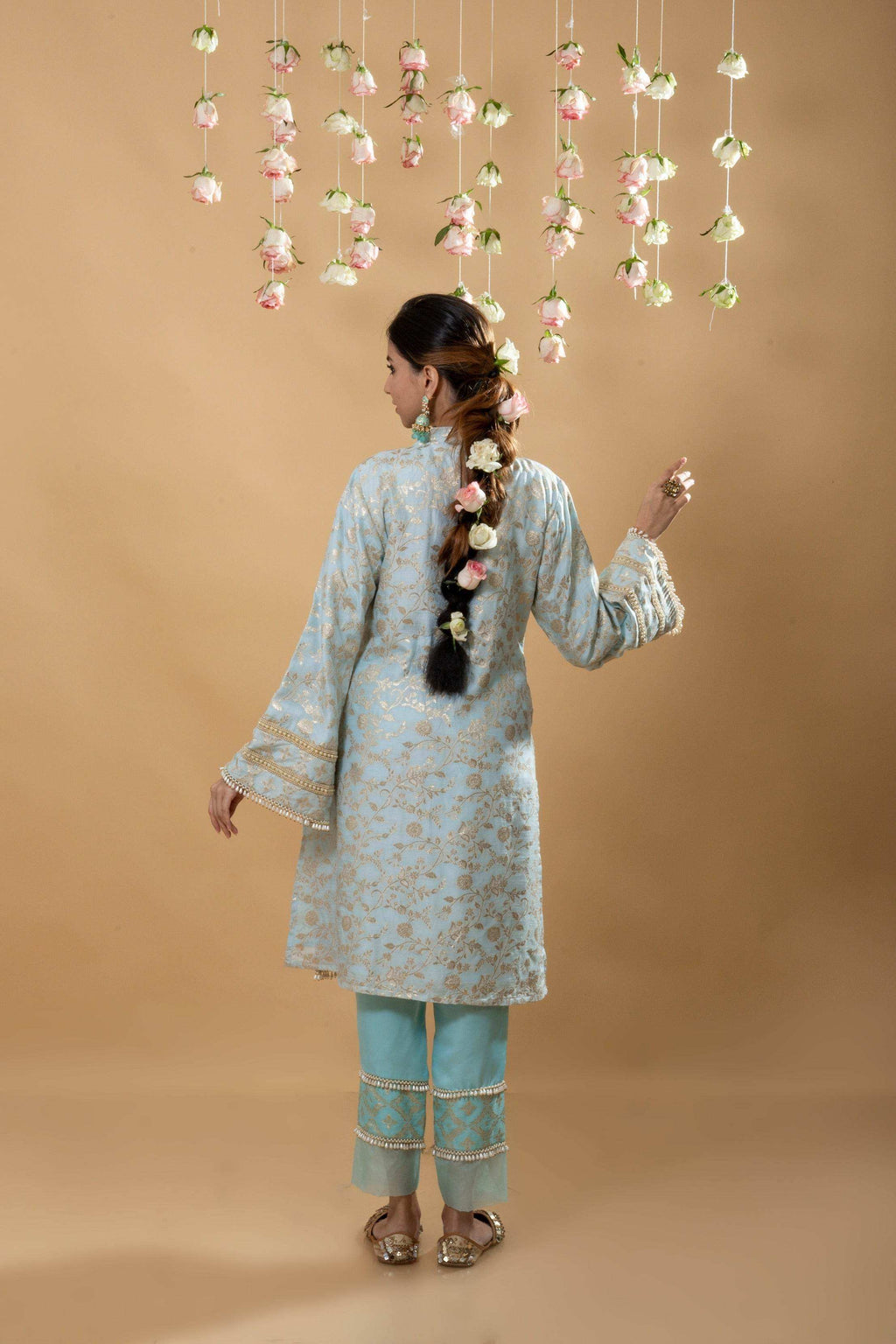 Meena Pakistani Kurta Set - Powder Blue - Monk & Mei