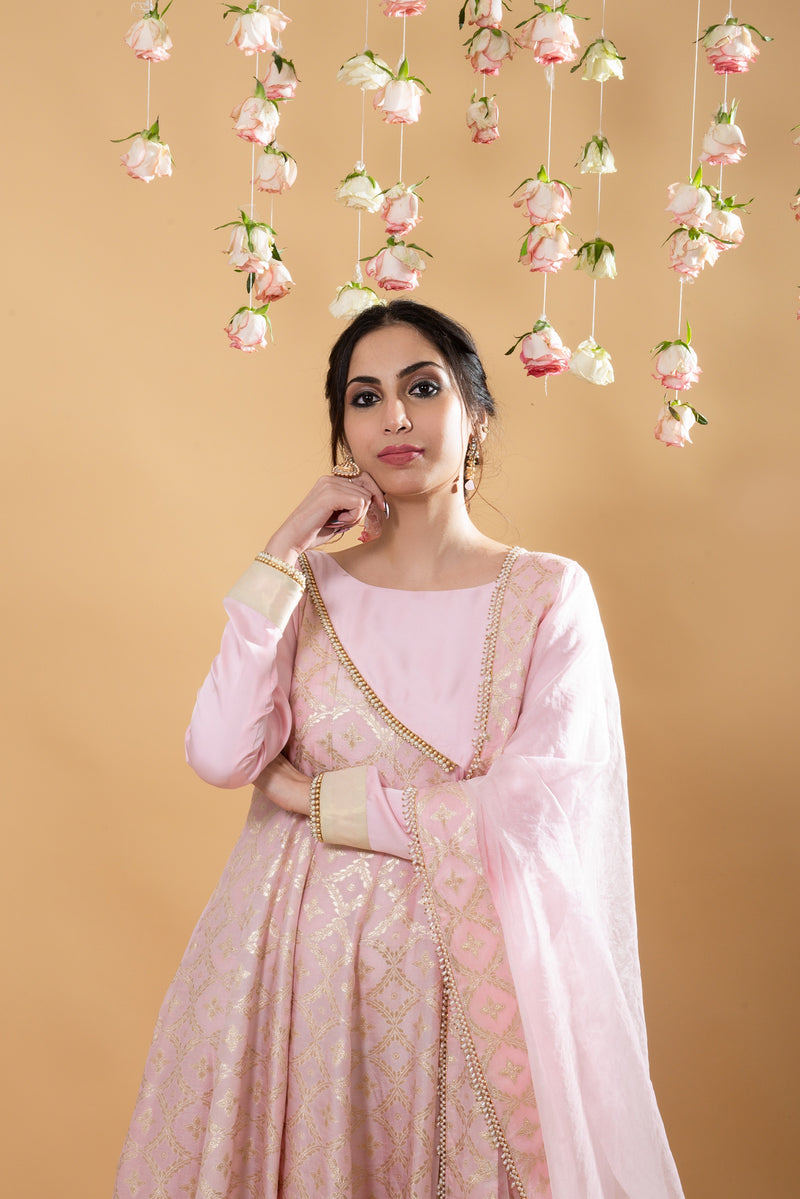 Satya - Angrakha Set - Blush Pink