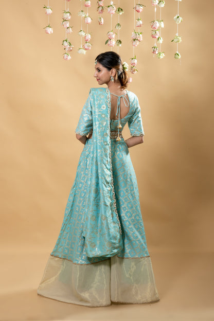 Sevati - Brocade Sharara Set - Powder Blue