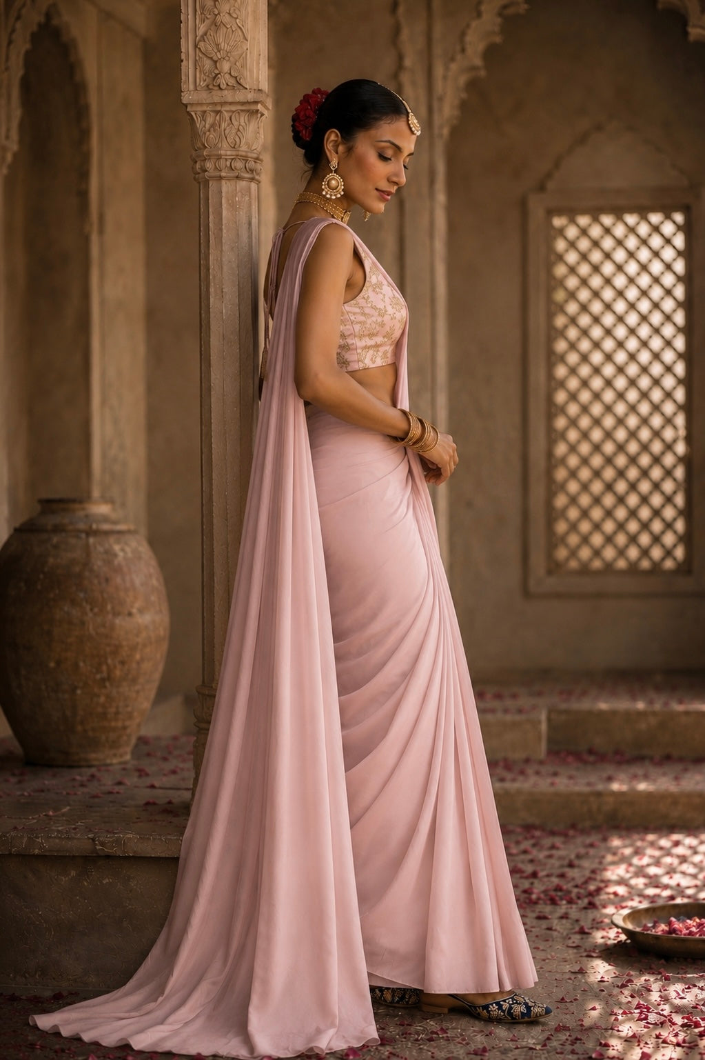 Ruhee pre draped saree set