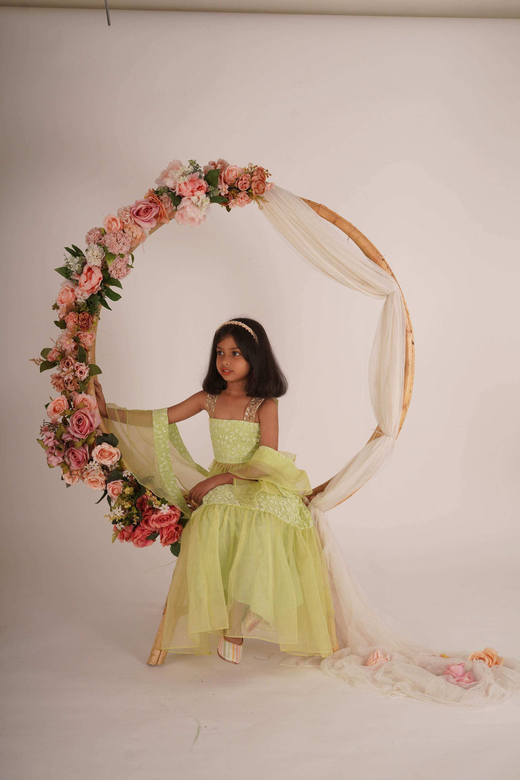 Hannah Lehenga Set- Pista Green and Rose gold - Monk & Mei
