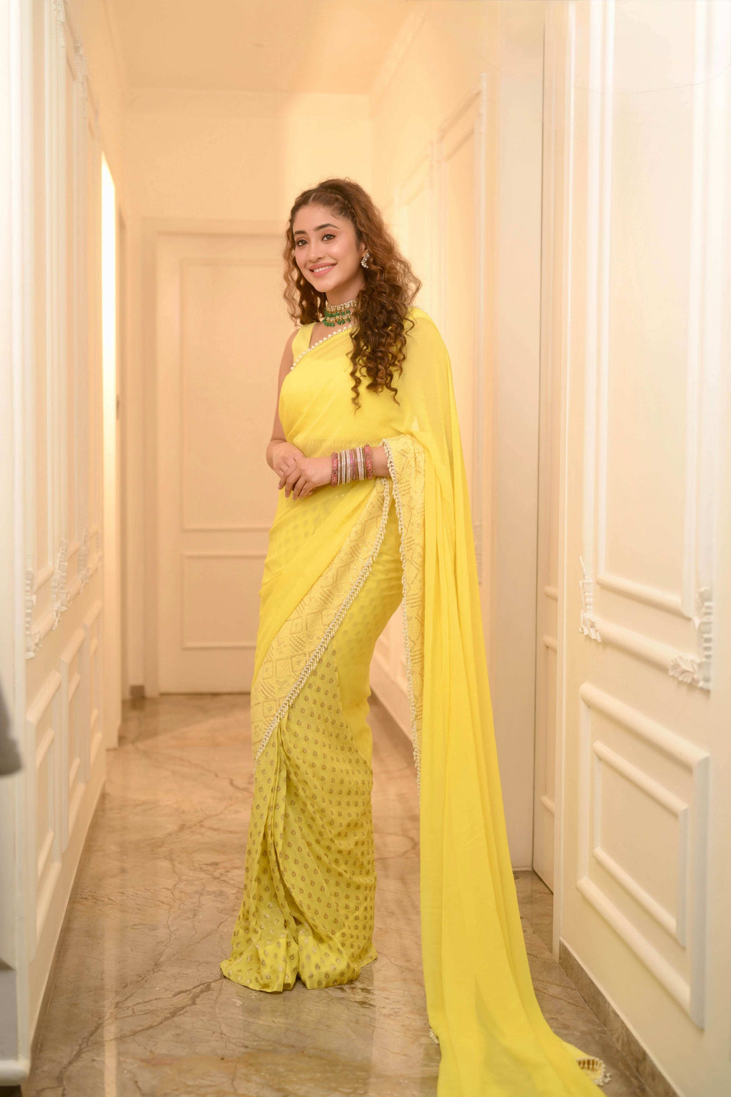 SCARLETT - Saree Set -Sunshine Yellow - Monk & Mei