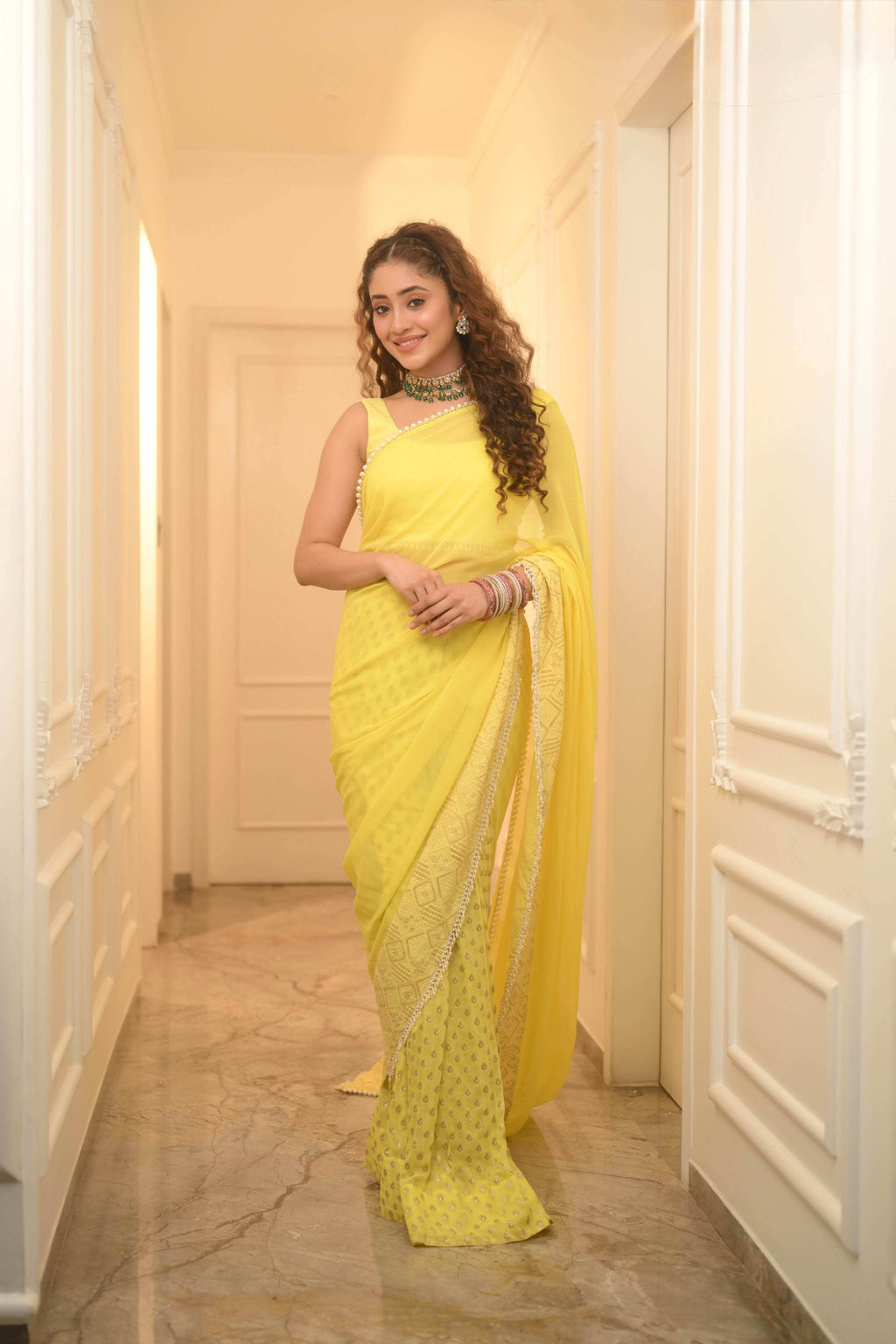 SCARLETT - Saree Set -Sunshine Yellow - Monk & Mei