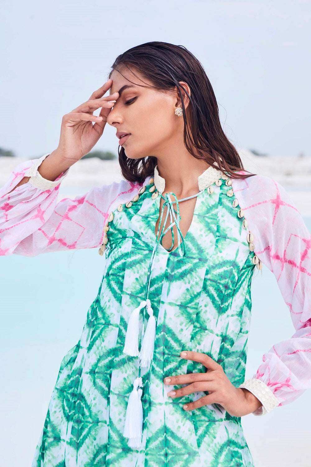 HELENA FLOWY DRESS - Green - Monk & Mei