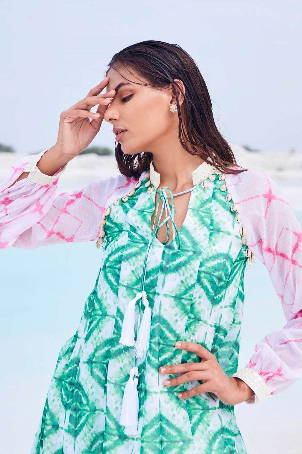 HELENA FLOWY DRESS - Green - Monk & Mei