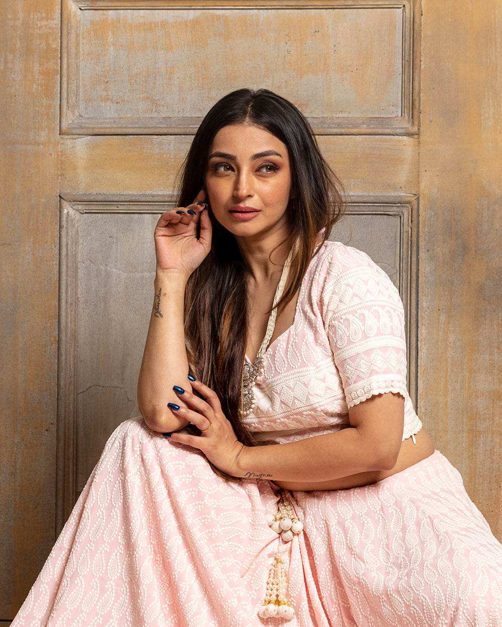 Mallika Embroidered Lehenga Set - Pink - Monk & Mei
