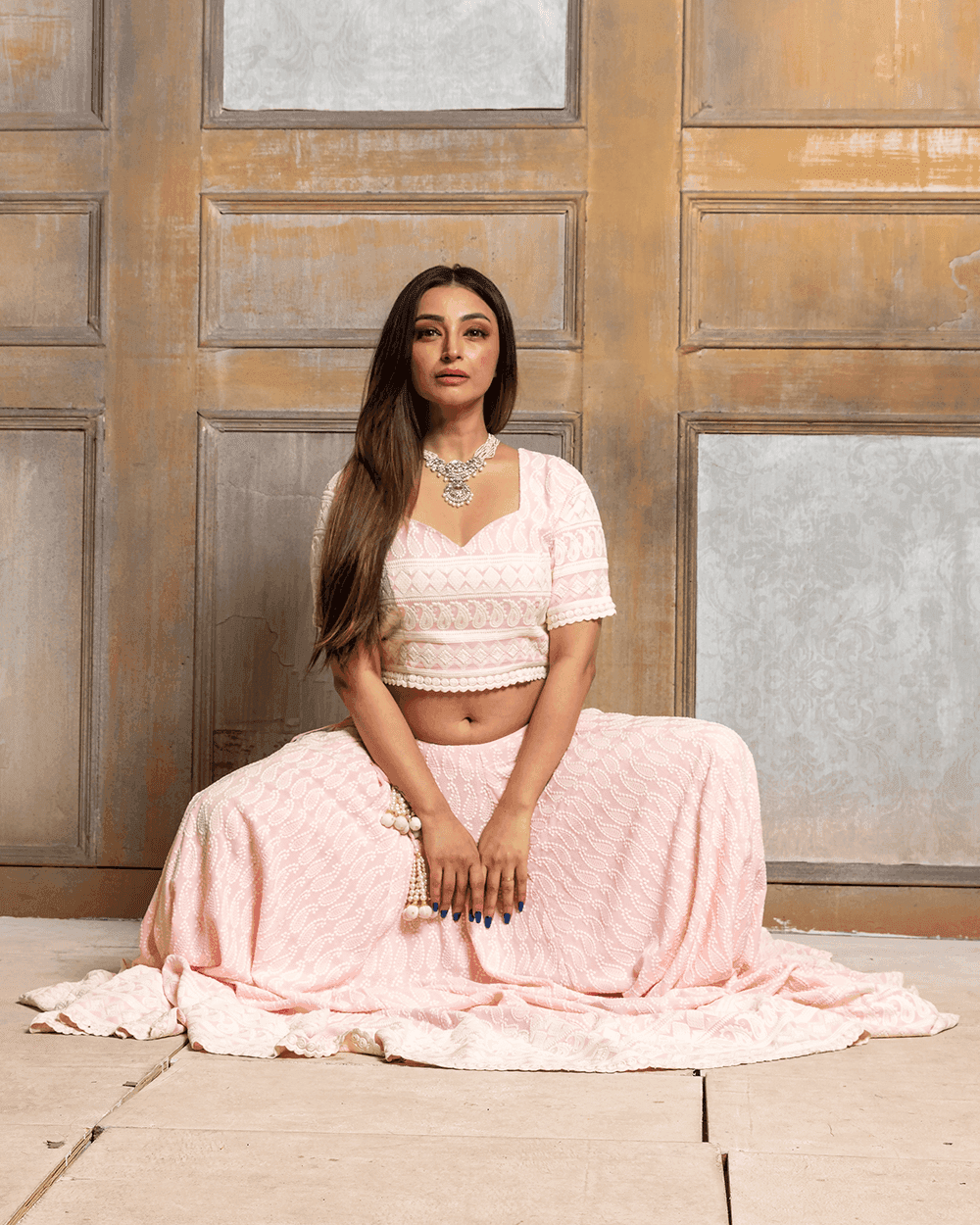 Mallika Embroidered Lehenga Set - Pink - Monk & Mei