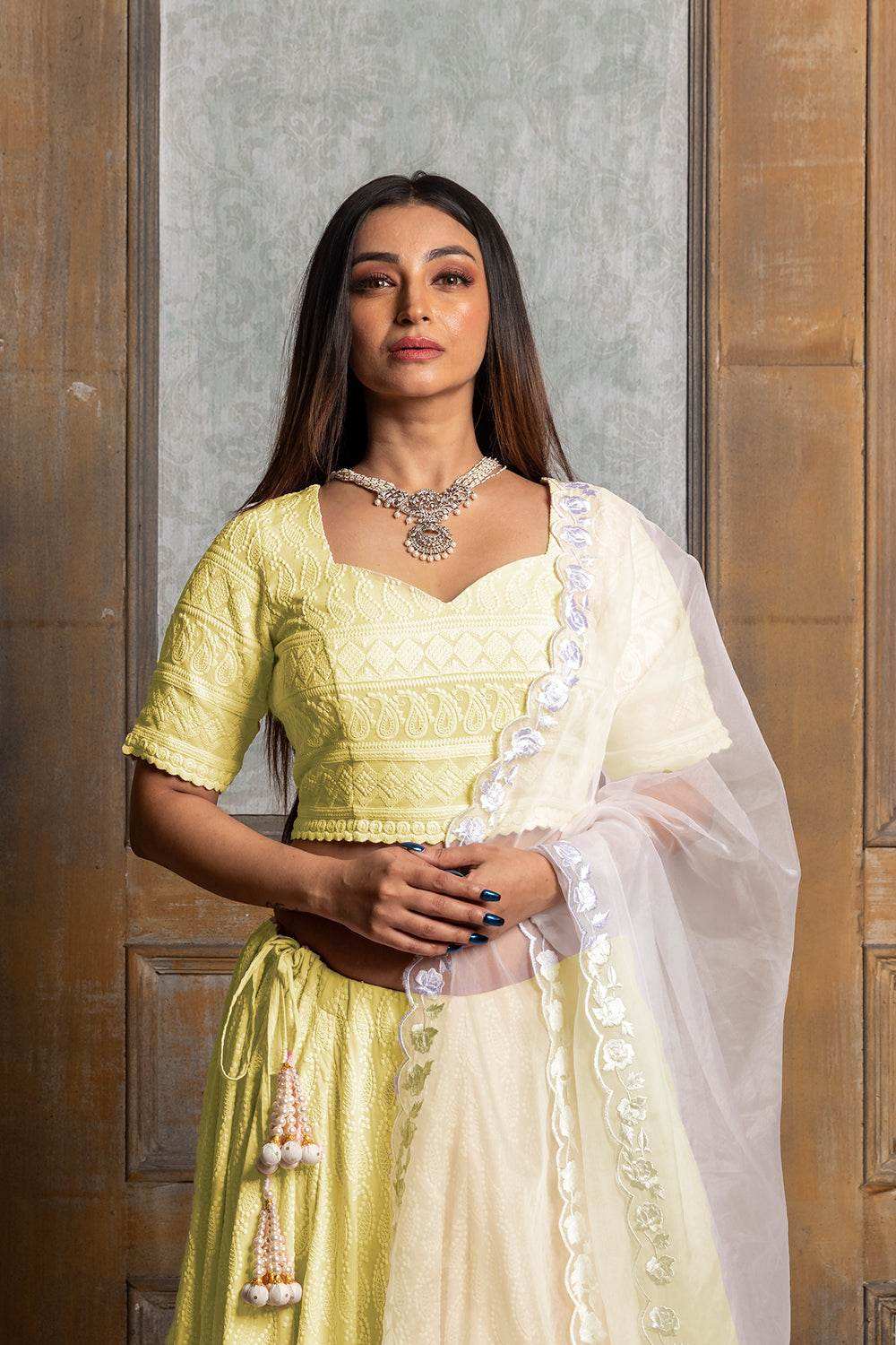 Mallika Embroidered Lehenga Set - Yellow - Monk & Mei