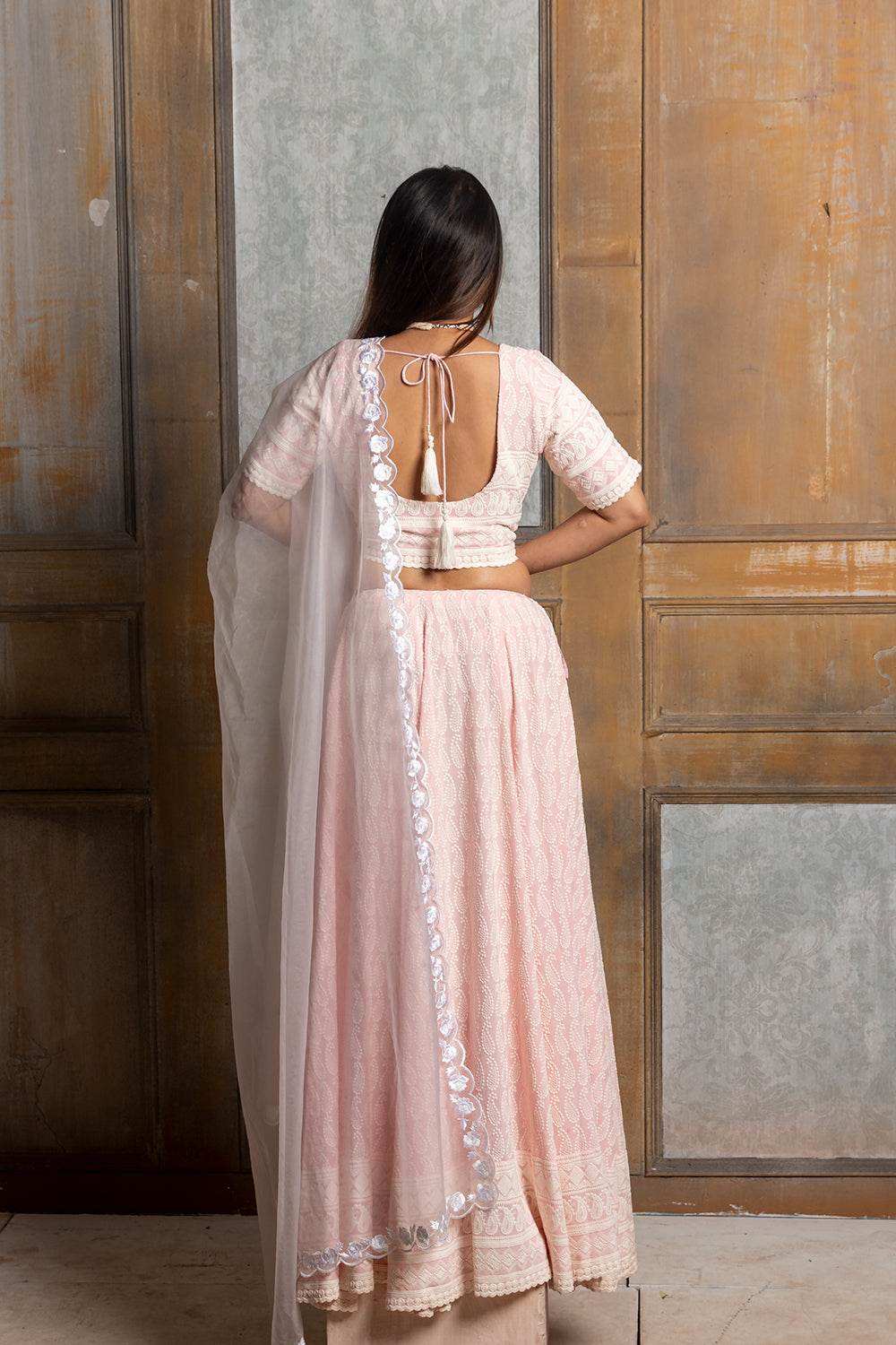Mallika Embroidered Lehenga Set - Pink - Monk & Mei