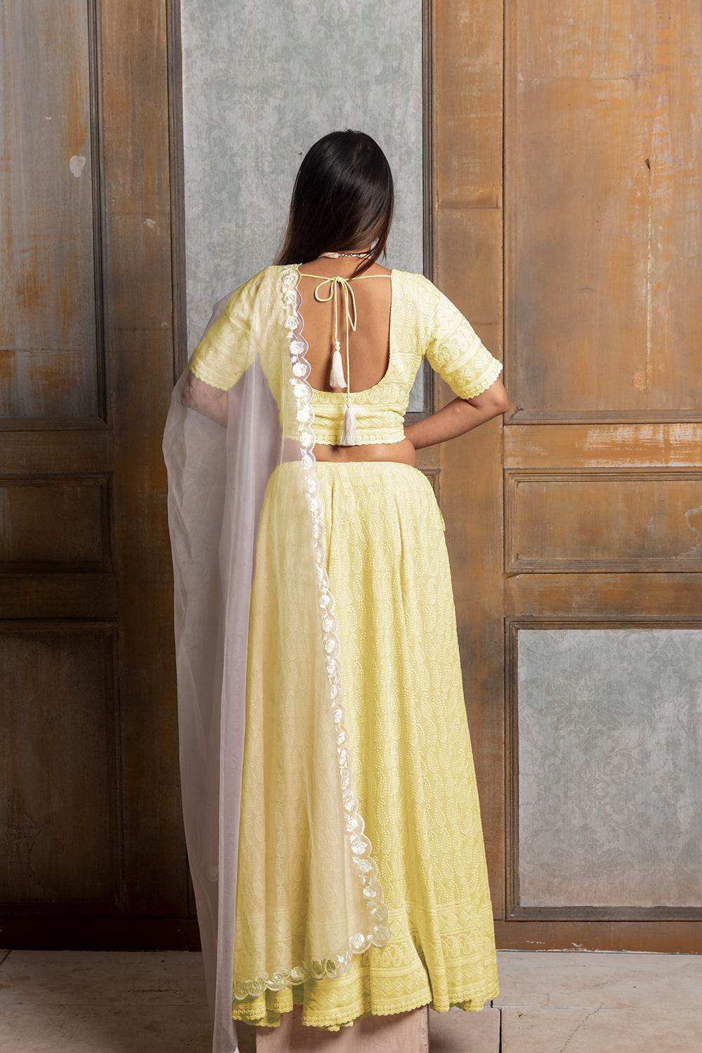Mallika Embroidered Lehenga Set - Yellow - Monk & Mei