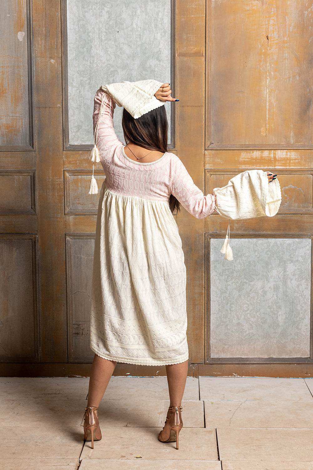 Sayonee- Embroidered dress - Pink - Monk & Mei