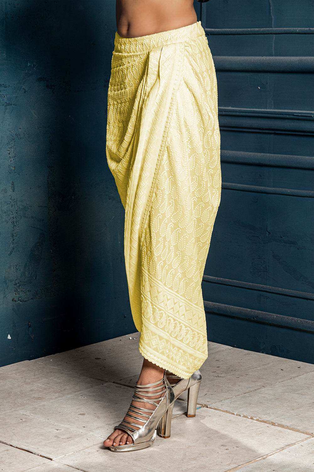 Mastani Embroidered Dhoti - Sunshine Yellow - Monk & Mei