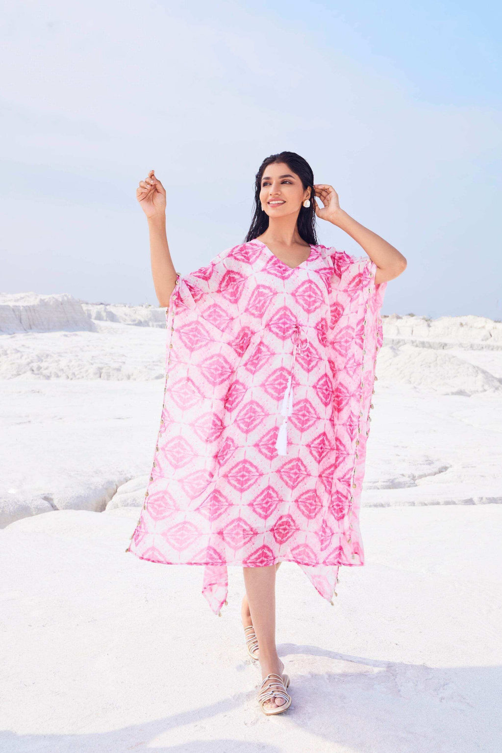 EVE KAFTAN WITH SLIP - Pink - Monk & Mei