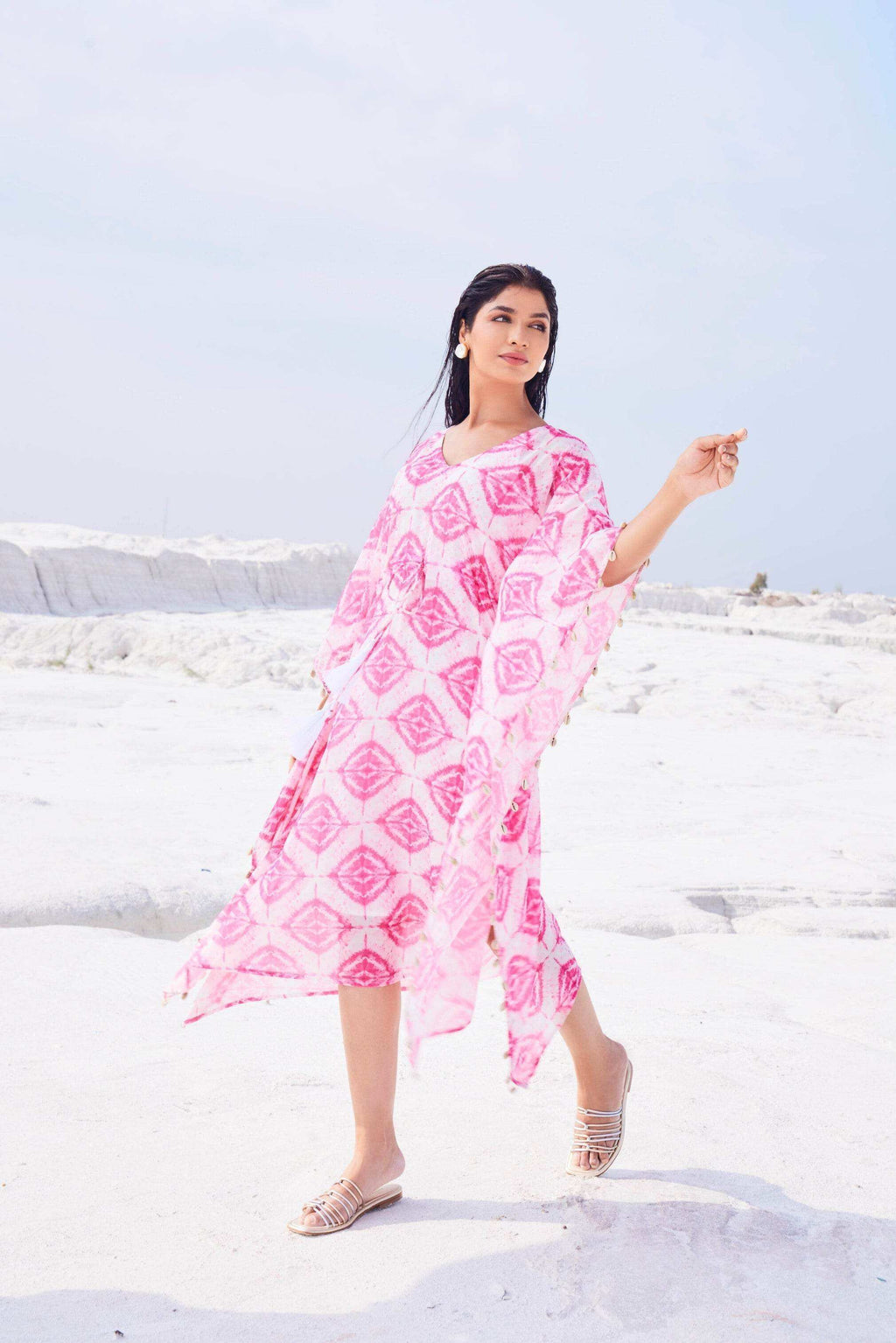 EVE KAFTAN WITH SLIP - Pink - Monk & Mei