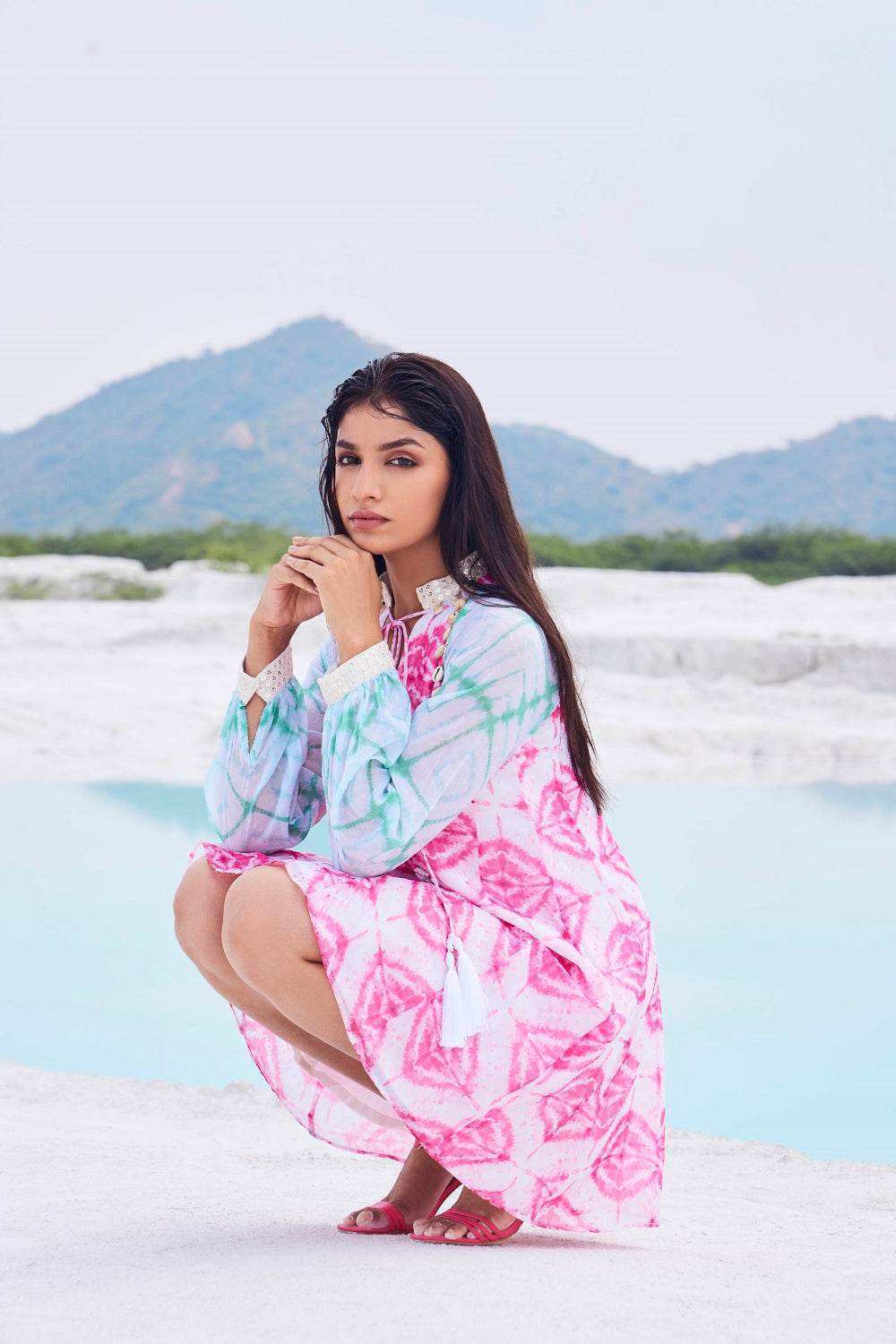 HELENA FLOWY DRESS - Pink - Monk & Mei