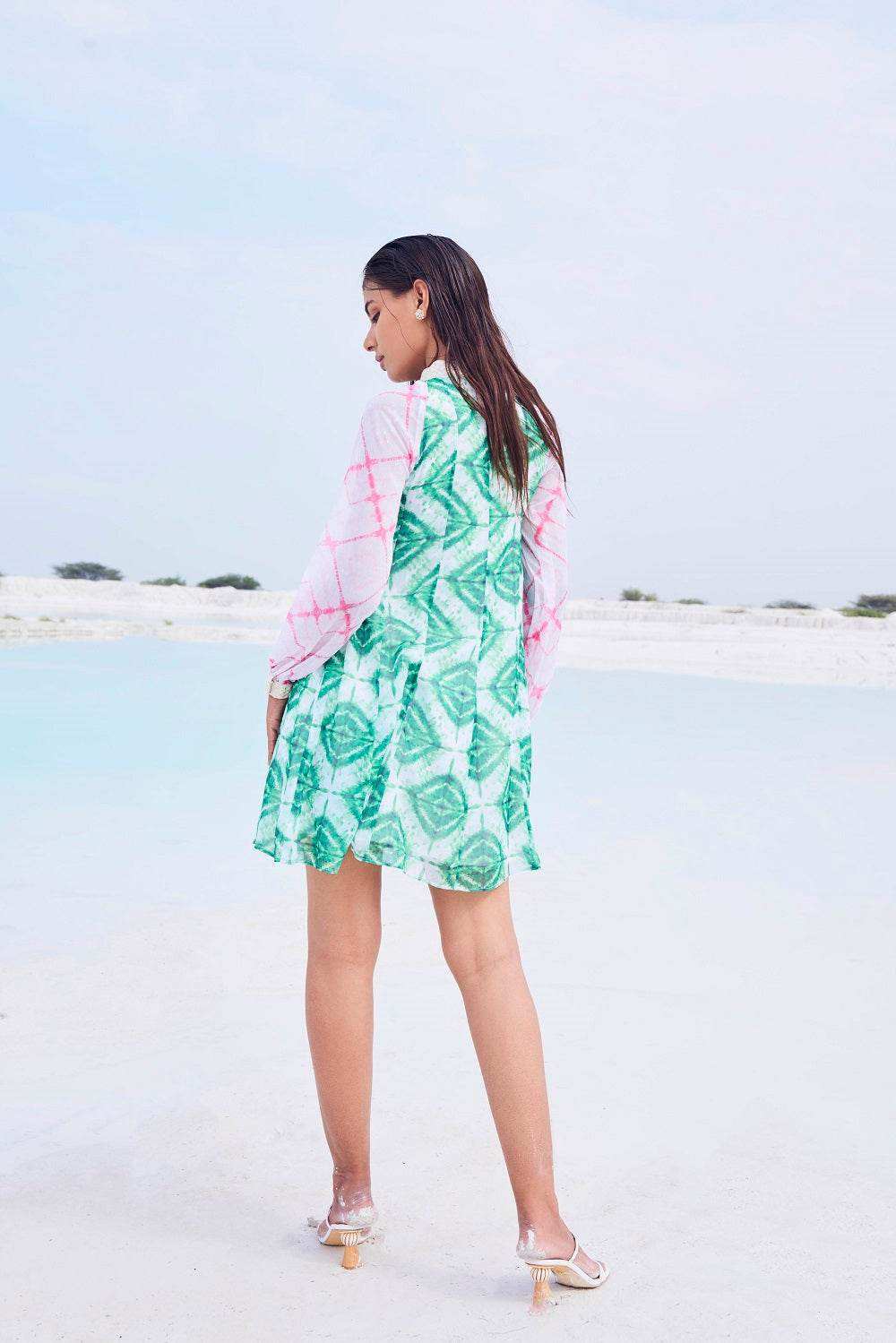 HELENA FLOWY DRESS - Green - Monk & Mei