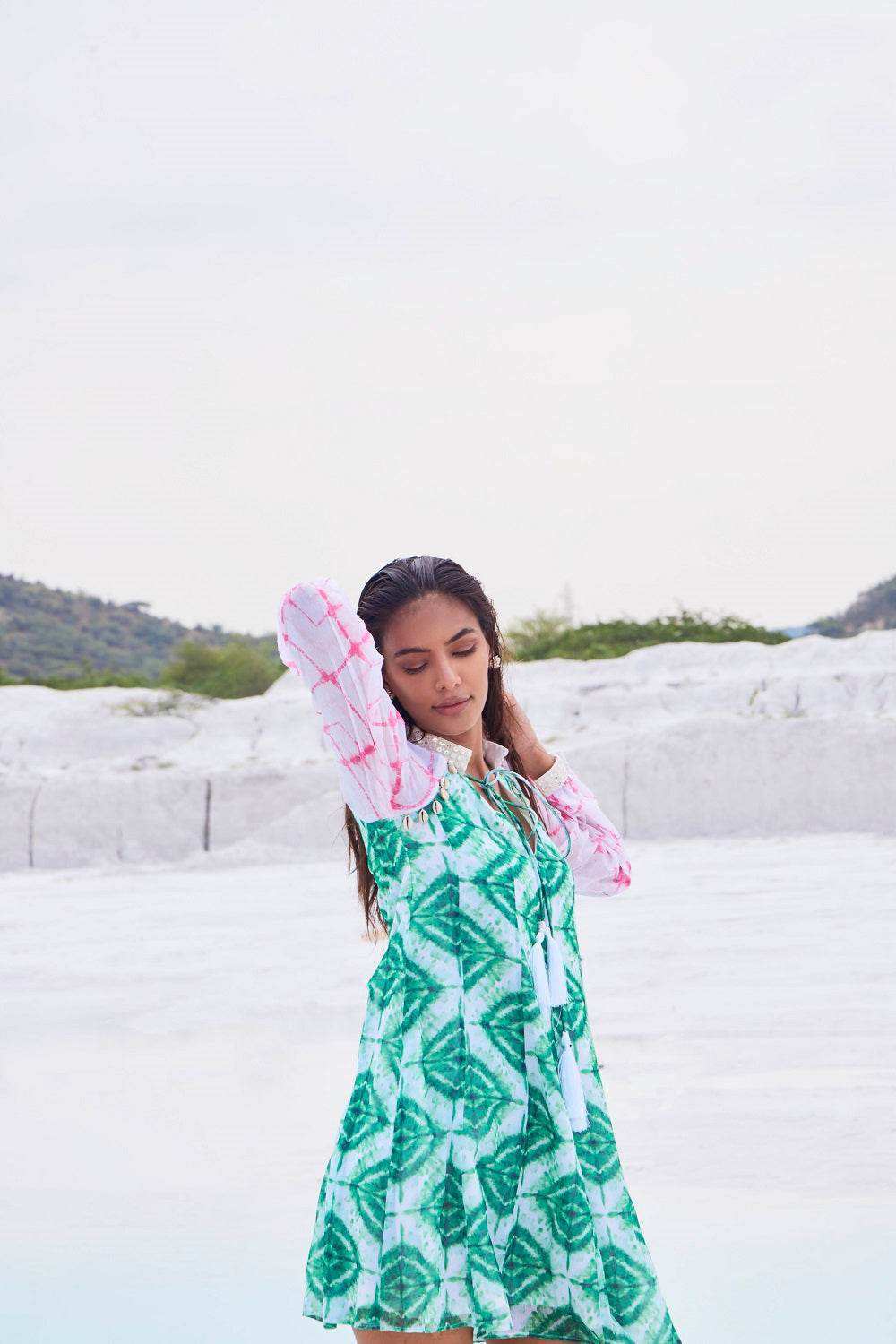 HELENA FLOWY DRESS - Green - Monk & Mei