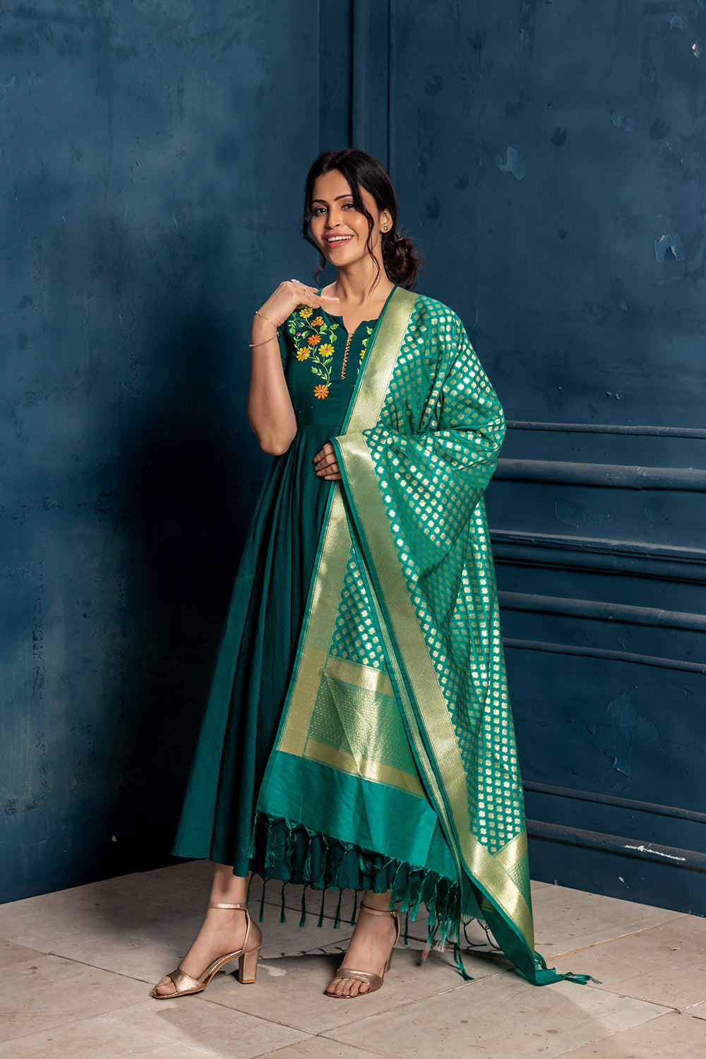 Brocade Benarasi Dupatta - Green