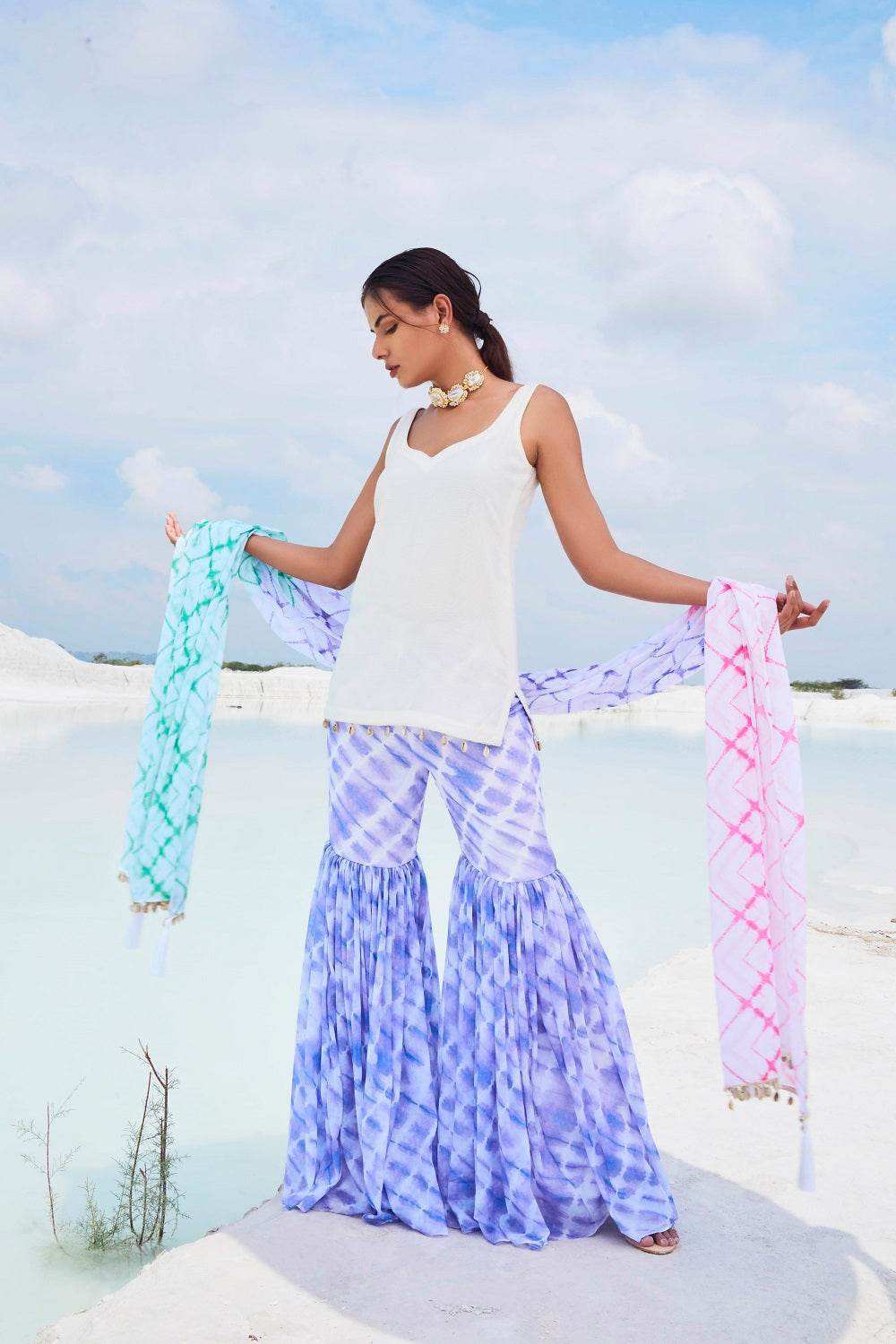 ALYSSA - SHARARA - KURTA- DUPATTA - Lavender - Monk & Mei