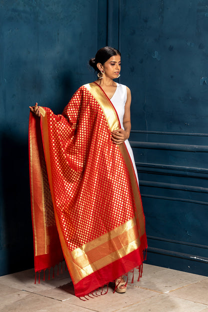 Brocade Benarasi Dupatta - Red