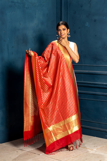 Brocade Benarasi Dupatta - Red